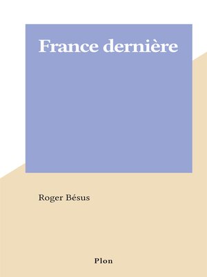 cover image of France dernière